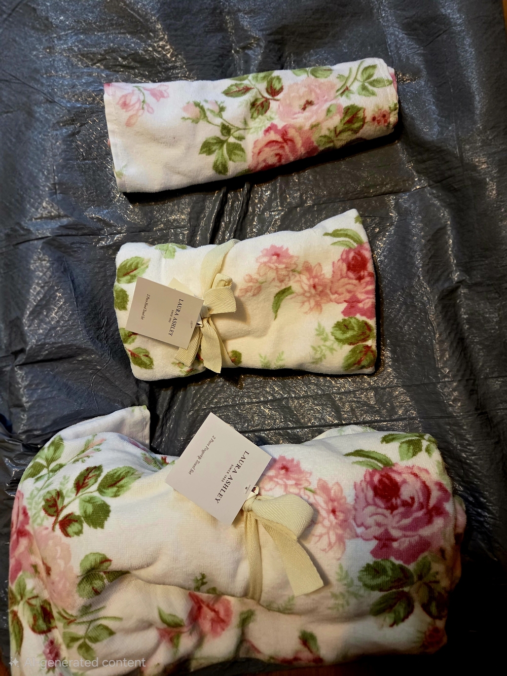 NWT Laura Ashley Vintage Rose Towel Set
